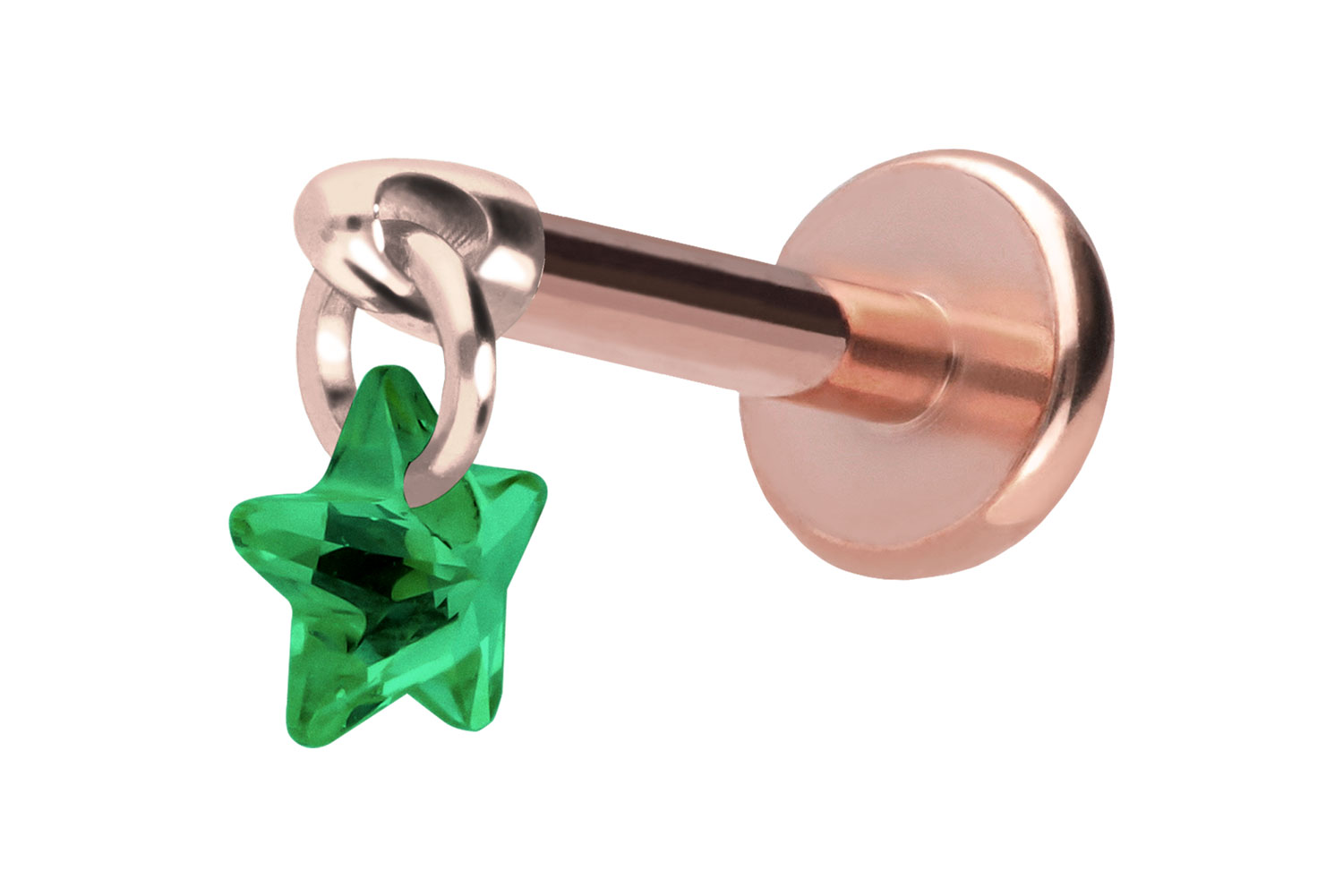 Titan Labret Piercing mit Push Fit KRISTALLSTERN